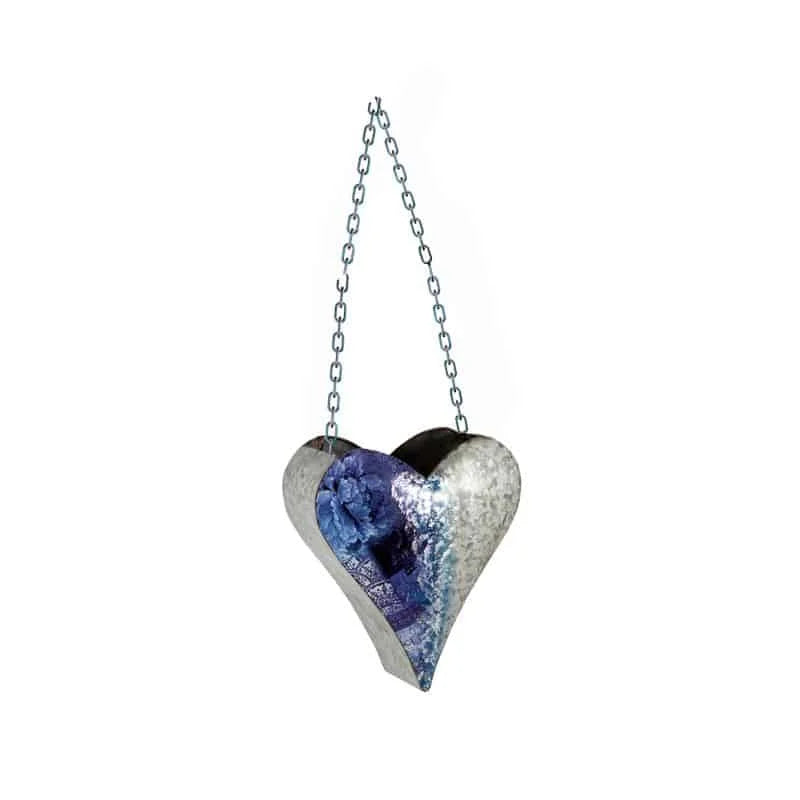 Natures Art’ W Blue Heart Hanging Planter 24cm - Home &