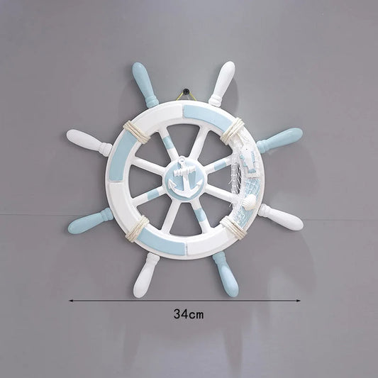 Nautical Wooden Rudder Wall Decor - 34cm Coastal Home Decor