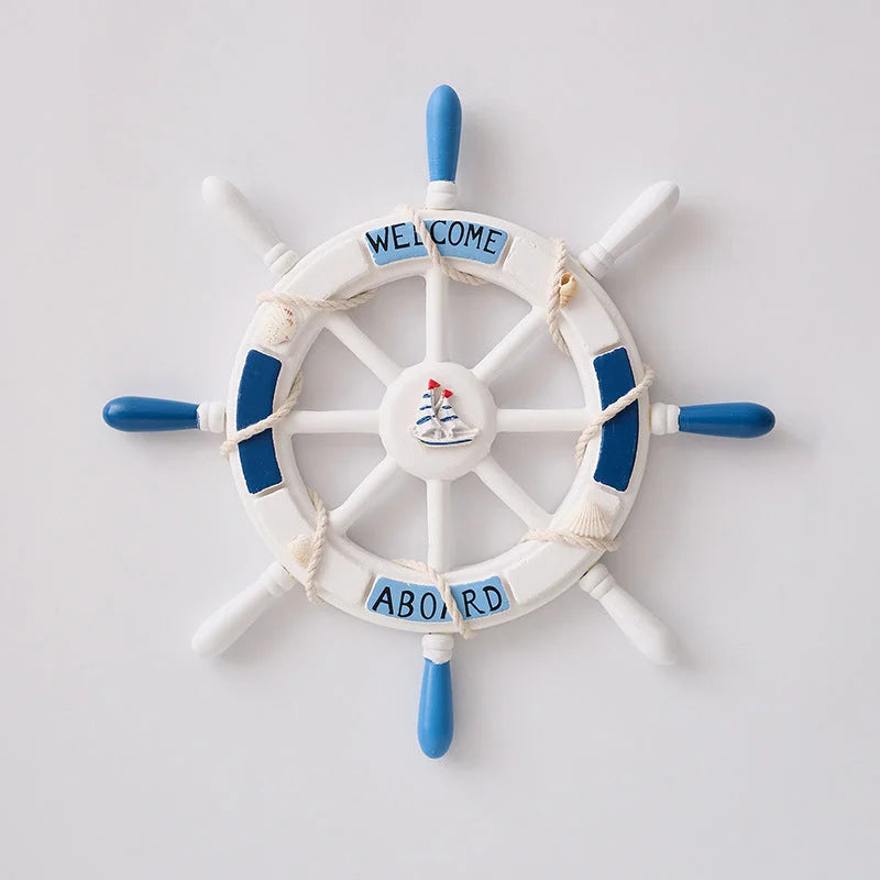 Nautical Wooden Rudder Wall Decor - 34cm Coastal Home Decor