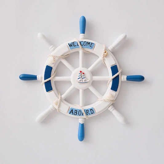 Nautical Wooden Rudder Wall Decor - 34cm Coastal Home Decor