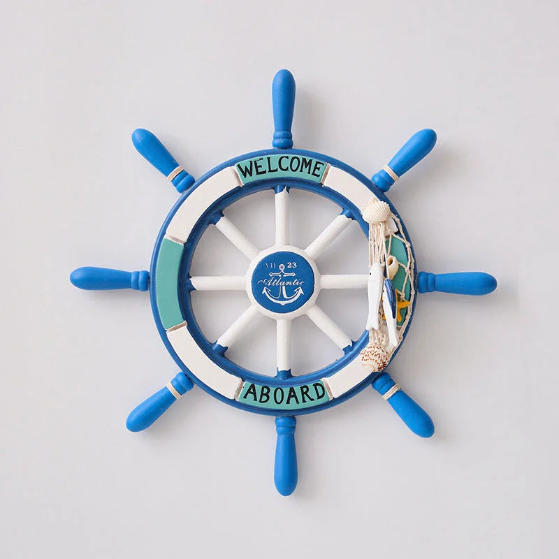 Nautical Wooden Rudder Wall Decor - 34cm Coastal Home Decor