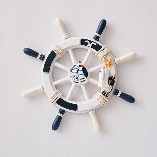 Nautical Wooden Rudder Wall Decor - 34cm Coastal Home Decor