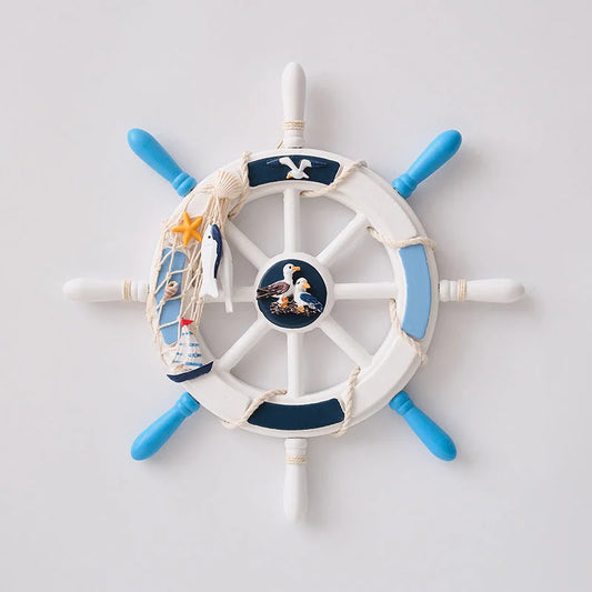 Nautical Wooden Rudder Wall Decor - 34cm Coastal Home Decor