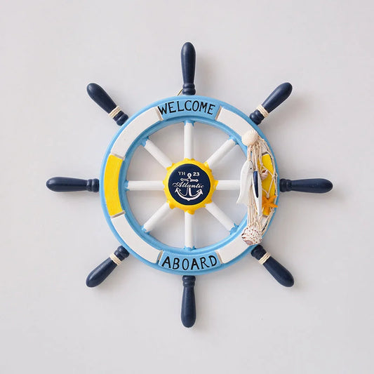Nautical Wooden Rudder Wall Decor - 34cm Coastal Home Decor