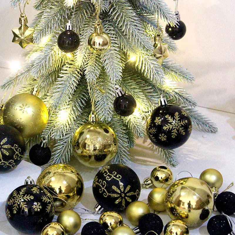 Navy blue and white 44-Piece Assorted Christmas Baubles Set