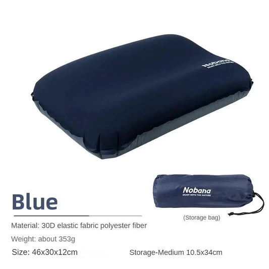 Navy Blue Automatic Inflatable 3D Outdoor Sponge Pillow