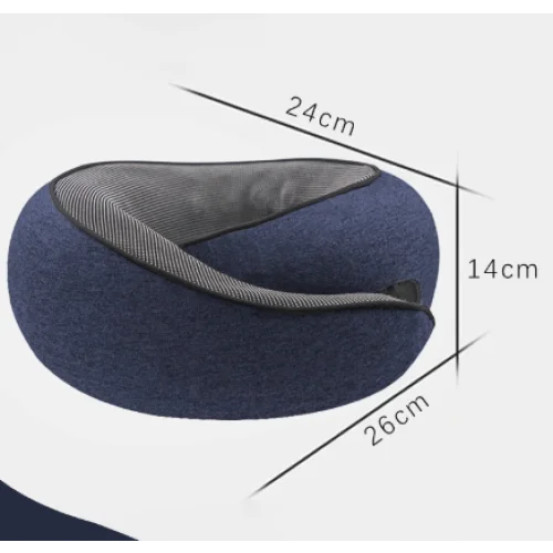 Navy Blue Ergonomic Memory Foam Travel Neck Pillow