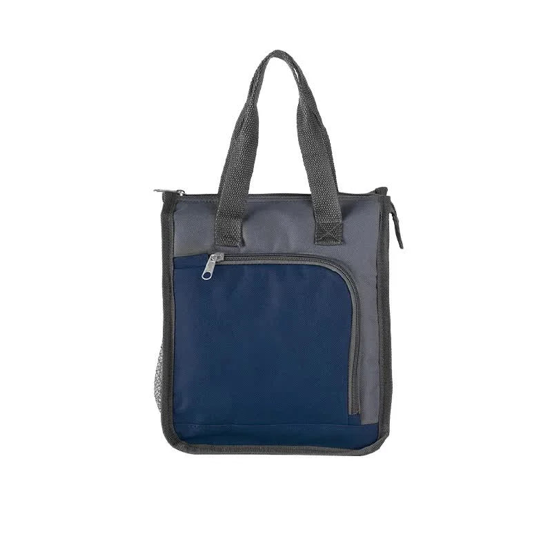 Navy Blue Portable Insulated Lunch Bag for Office Picnic