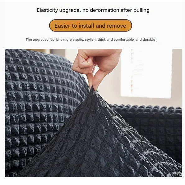 Navy Blue Single Sofa Bubble Gauze Sofa Cover with Skirt