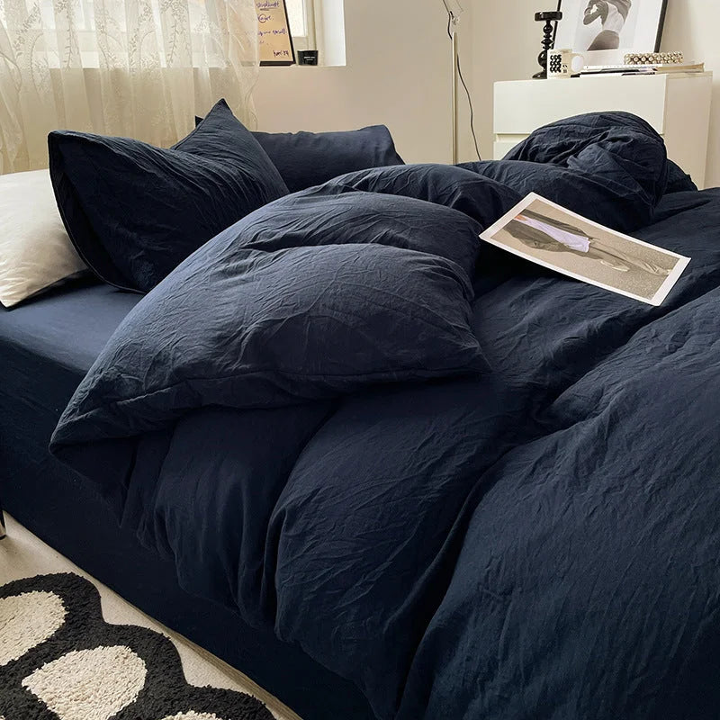 Navy Blue Solid Color Solid Color Solid Color 1.5m Bed