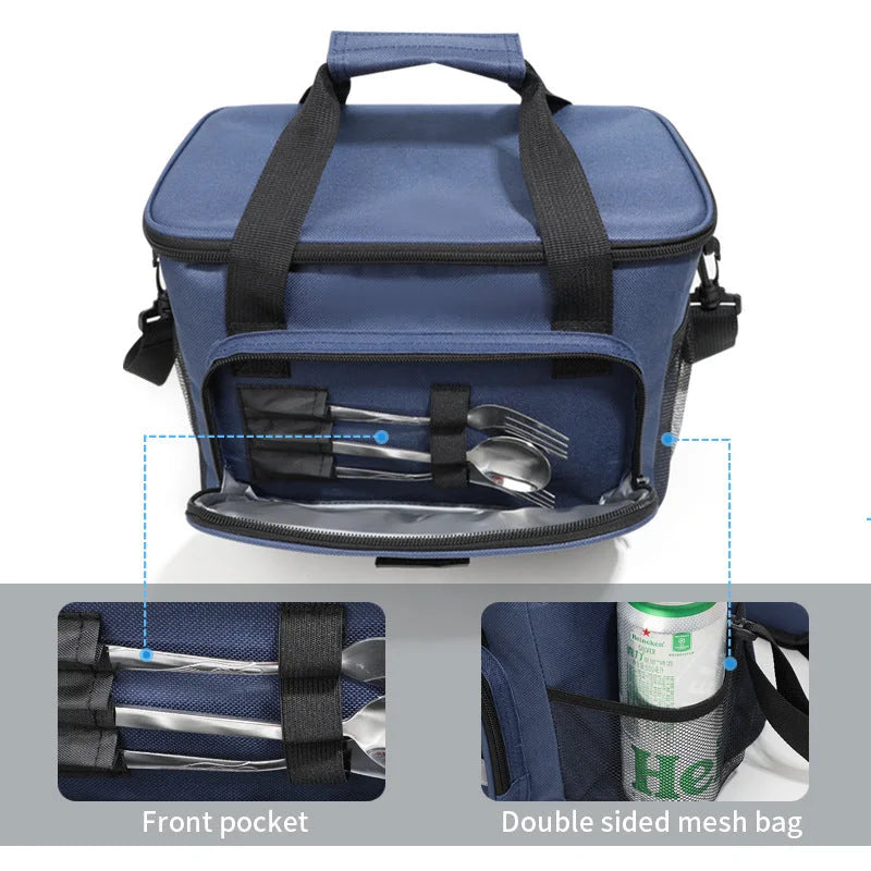Navy Blue Versatile Large-Capacity Picnic Insulated Bag