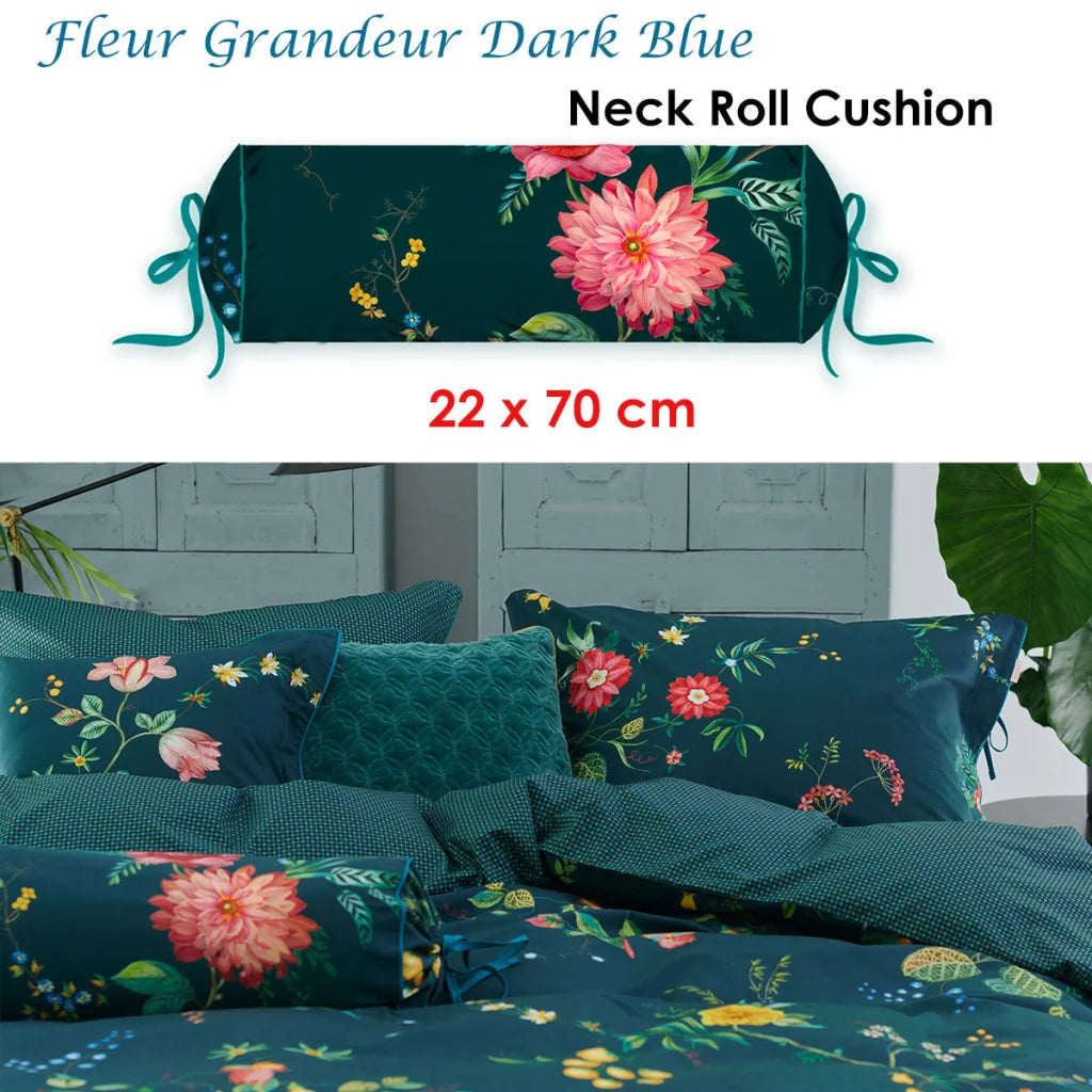 Neck Roll Cushion PIP Studio Fleur Grandeur - Dark Blue