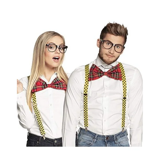NERD COSTUME KIT Set Geek Glasses Fancy Dress Retro Funny