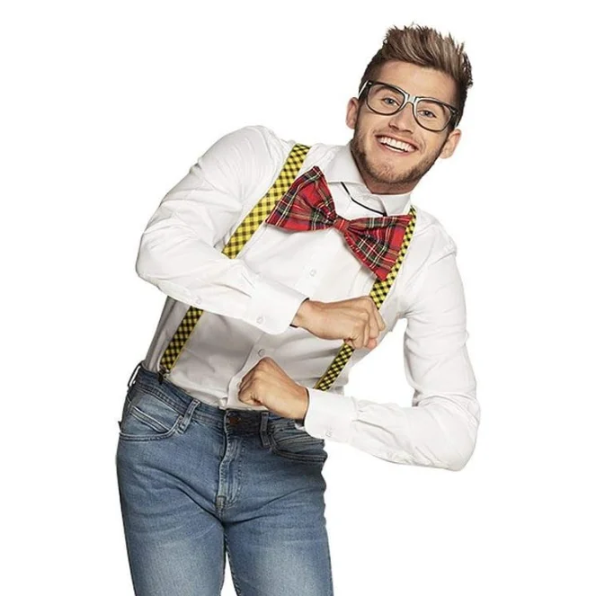 NERD COSTUME KIT Set Geek Glasses Fancy Dress Retro Funny
