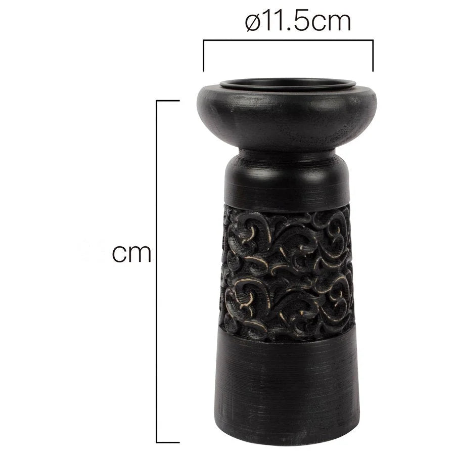Nero Carved Pillar Candleholder 11x23cm - Health & Beauty >