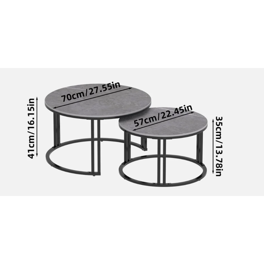 Nested Coffee Table Set Premier - Grey Stone - Furniture