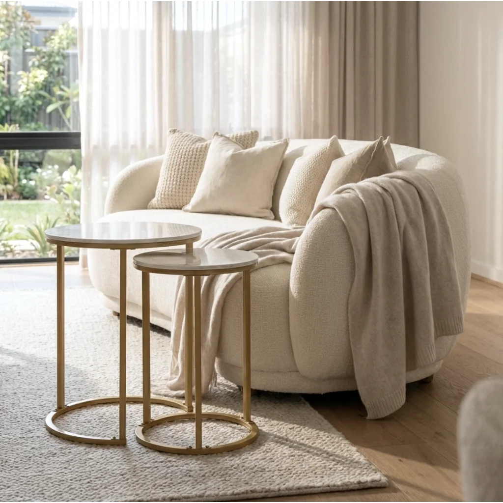 Nested Side Table Set Deva Gold - Furniture