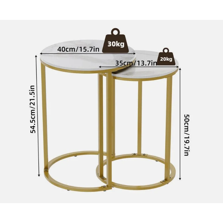 Nested Side Table Set Deva Gold - Furniture