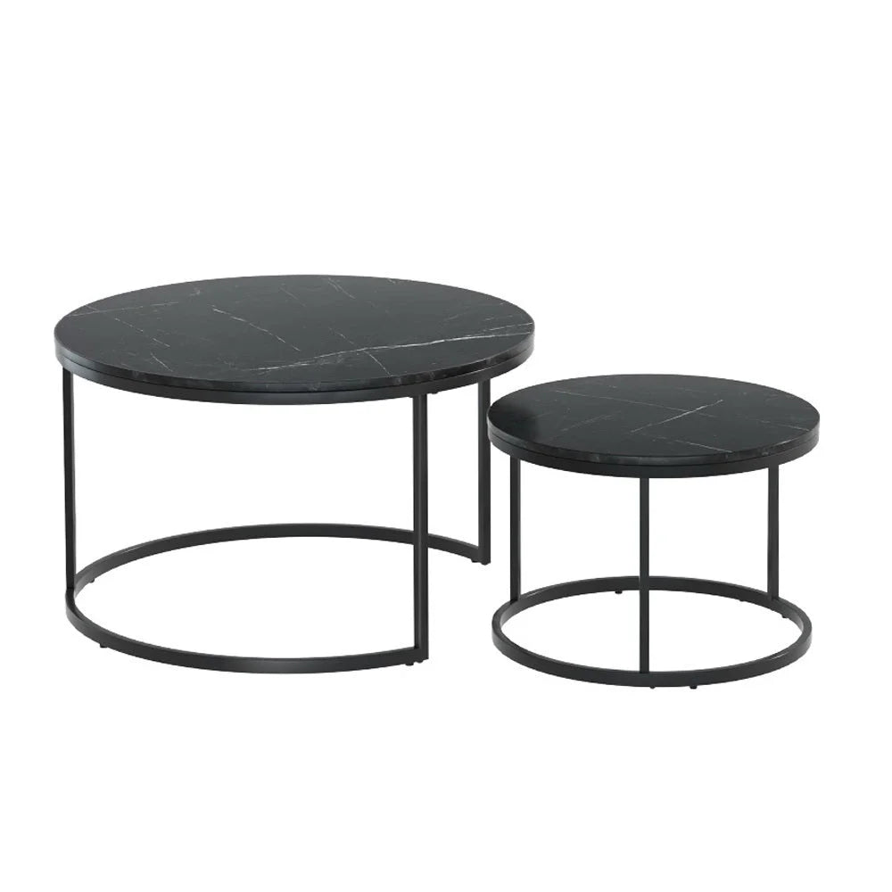 Nesting Coffee Table Set of 2 Marble Effect - Tika