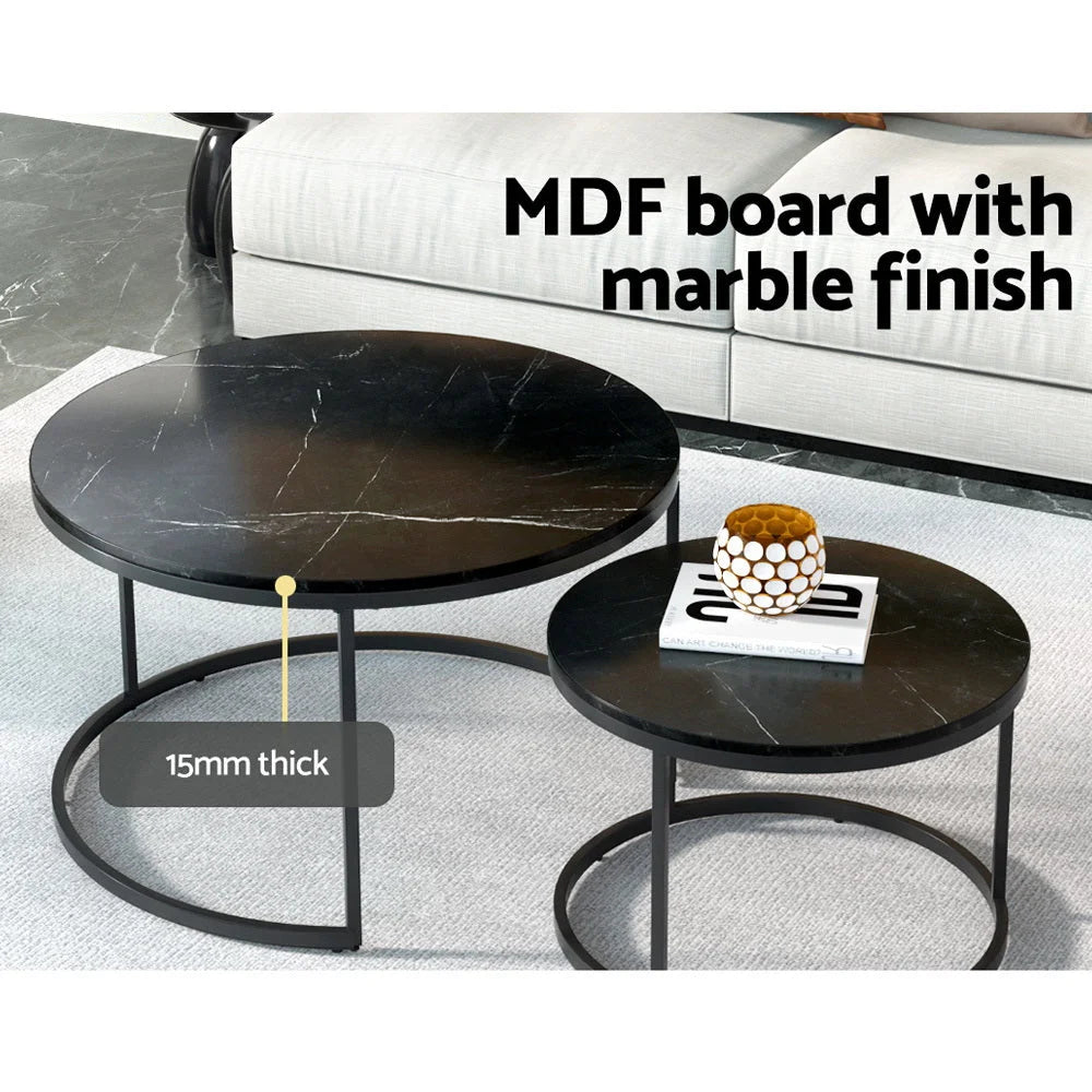 Nesting Coffee Table Set of 2 Marble Effect - Tika
