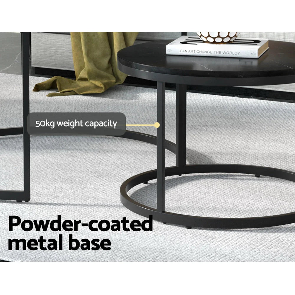 Nesting Coffee Table Set of 2 Marble Effect - Tika