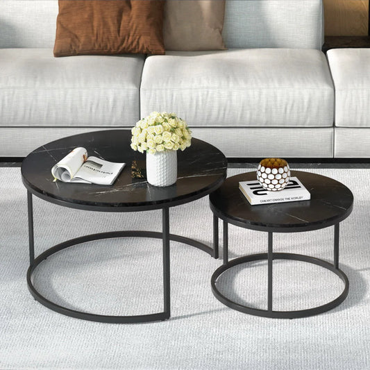 Nesting Coffee Table Set of 2 Marble Effect - Tika