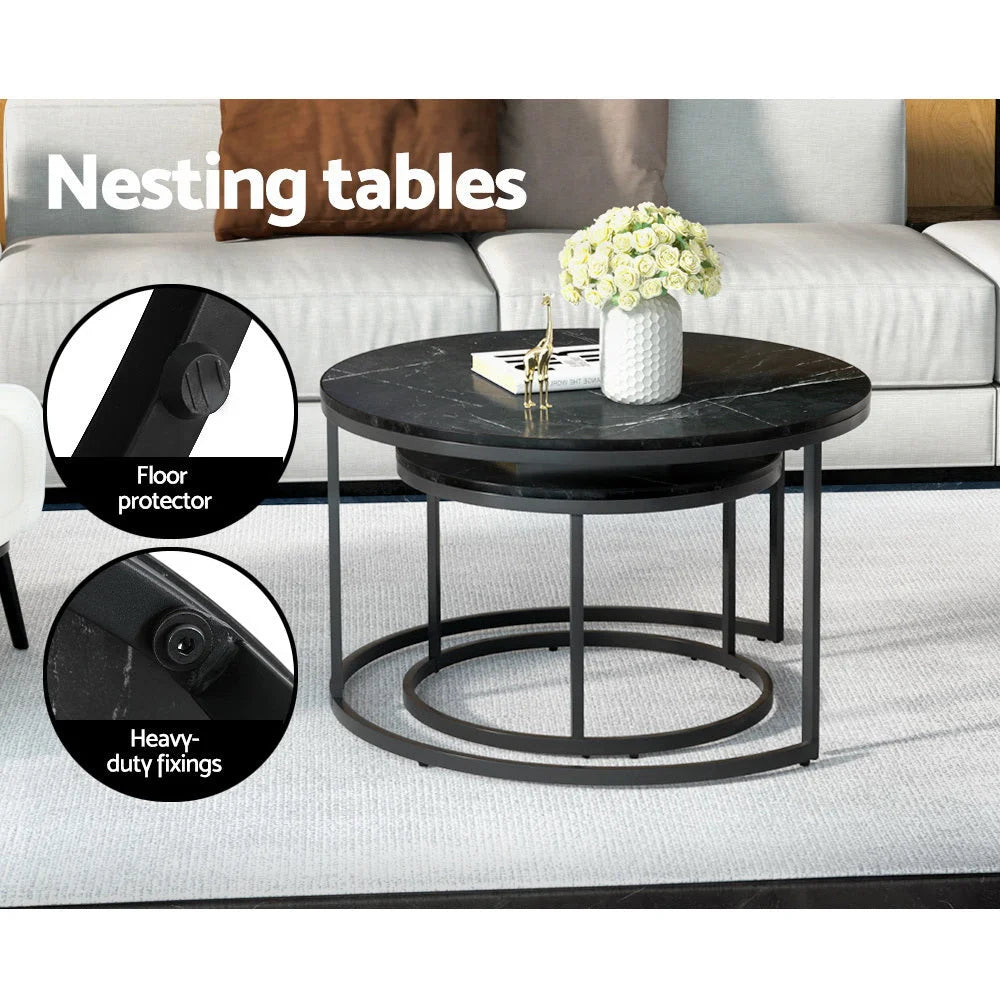Nesting Coffee Table Set of 2 Marble Effect - Tika