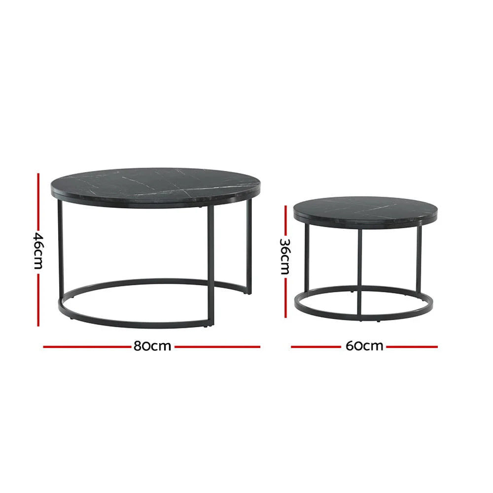 Nesting Coffee Table Set of 2 Marble Effect - Tika