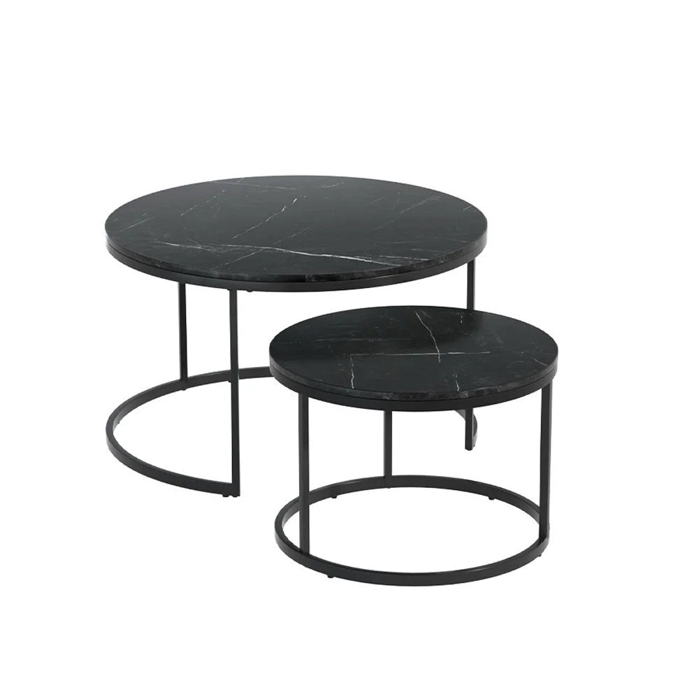 Nesting Coffee Table Set of 2 Marble Effect - Tika