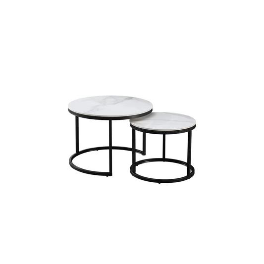 Nesting Style Coffee Table - White on Black - 60cm/40cm