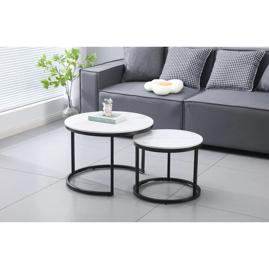 Nesting Style Coffee Table - White on Black - 60cm/40cm