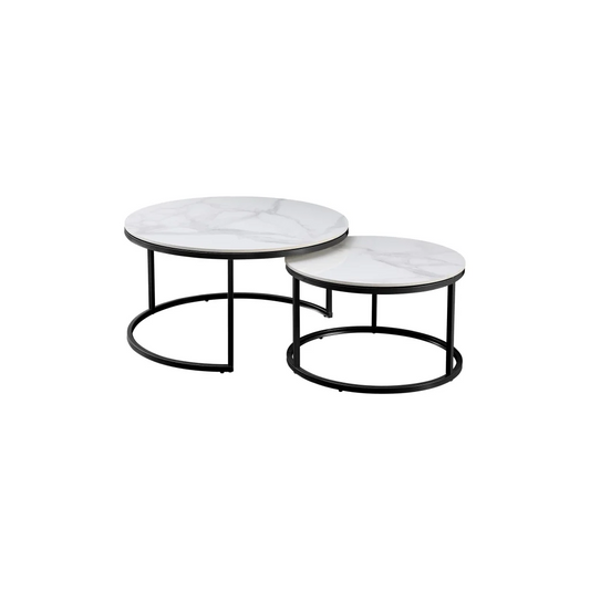 Nesting Style Coffee Table - White on Black 80cm/60cm