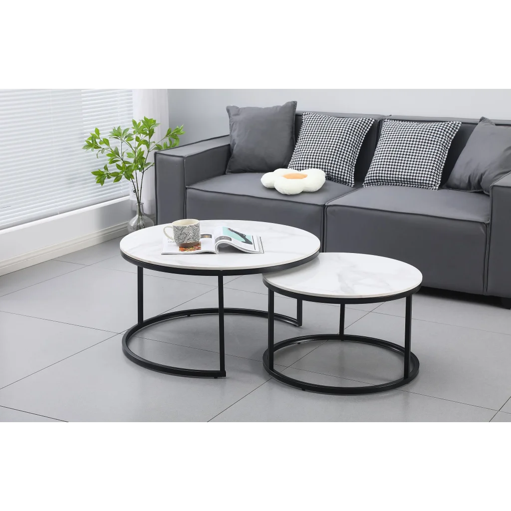Nesting Style Coffee Table - White on Black 80cm/60cm