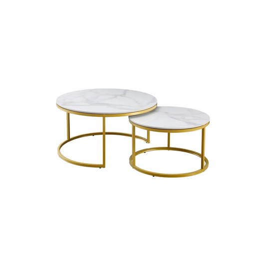Nesting Style Coffee Table - White on Champagne Gold