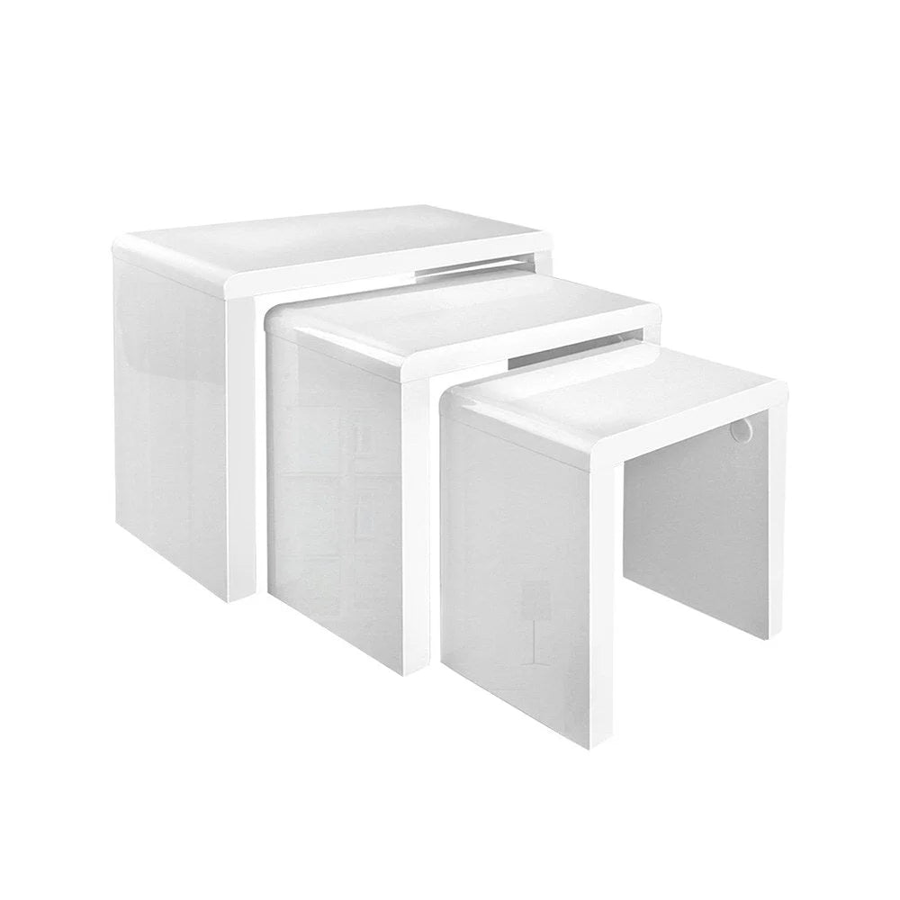 Nesting tables set with boxed accessories and matching pieces