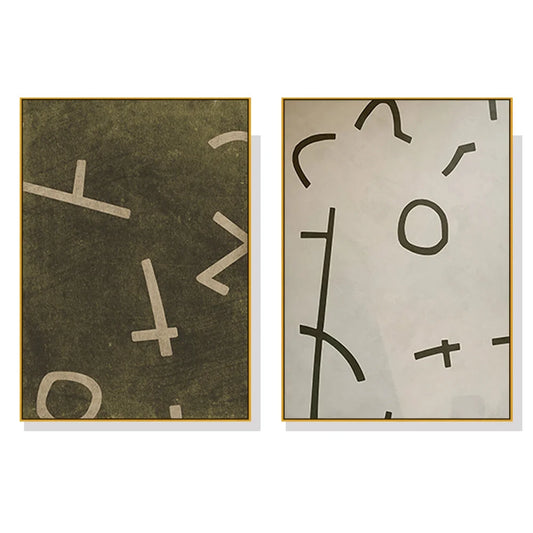 Neutral Composition Wall Art Canvas 100cmx150cm 2 Sets Gold