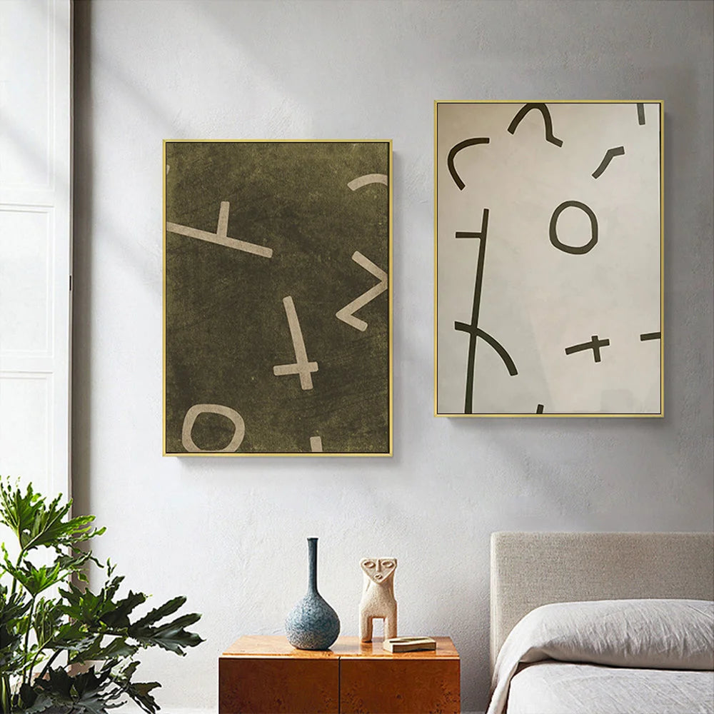 Neutral Composition Wall Art Canvas 80cmx120cm 2 Sets Gold