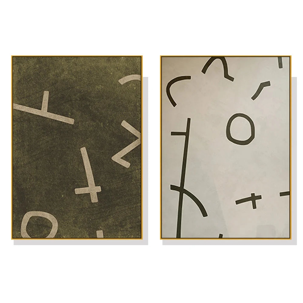 Neutral Composition Wall Art Canvas 90cmx135cm 2 Sets Gold
