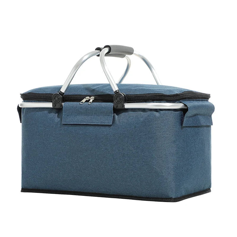 Nevy Blue Portable Aluminum Foil Insulated Picnic Basket