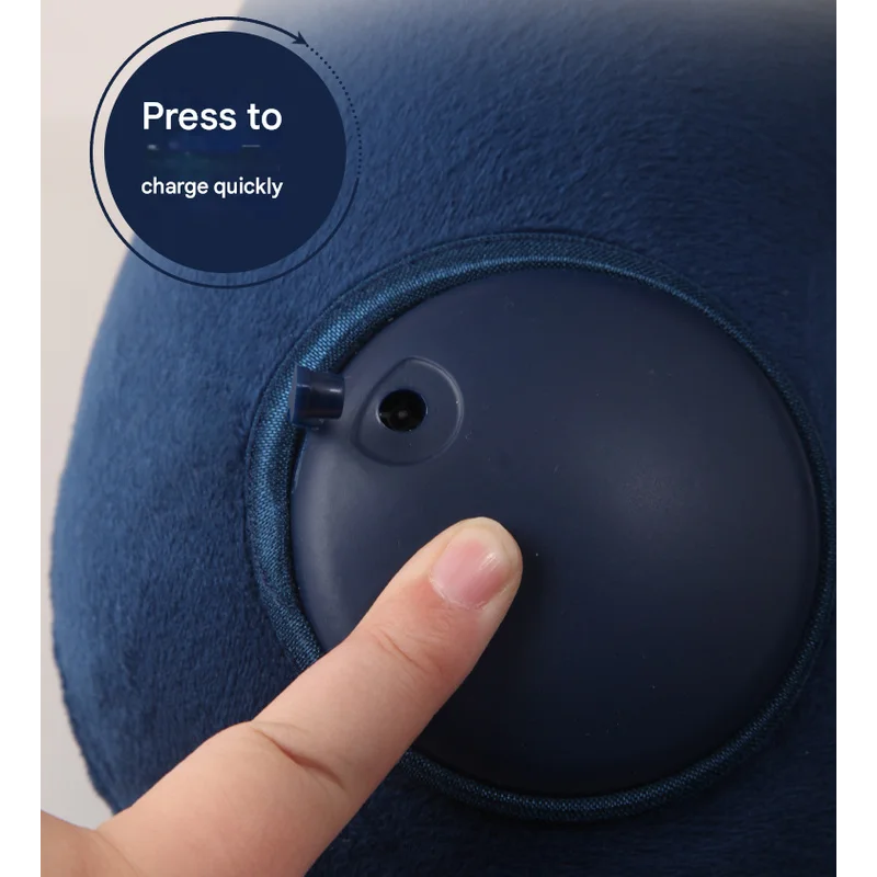 Nevy Blue Press-to-Inflate Travel Neck Pillow - Ergonomic
