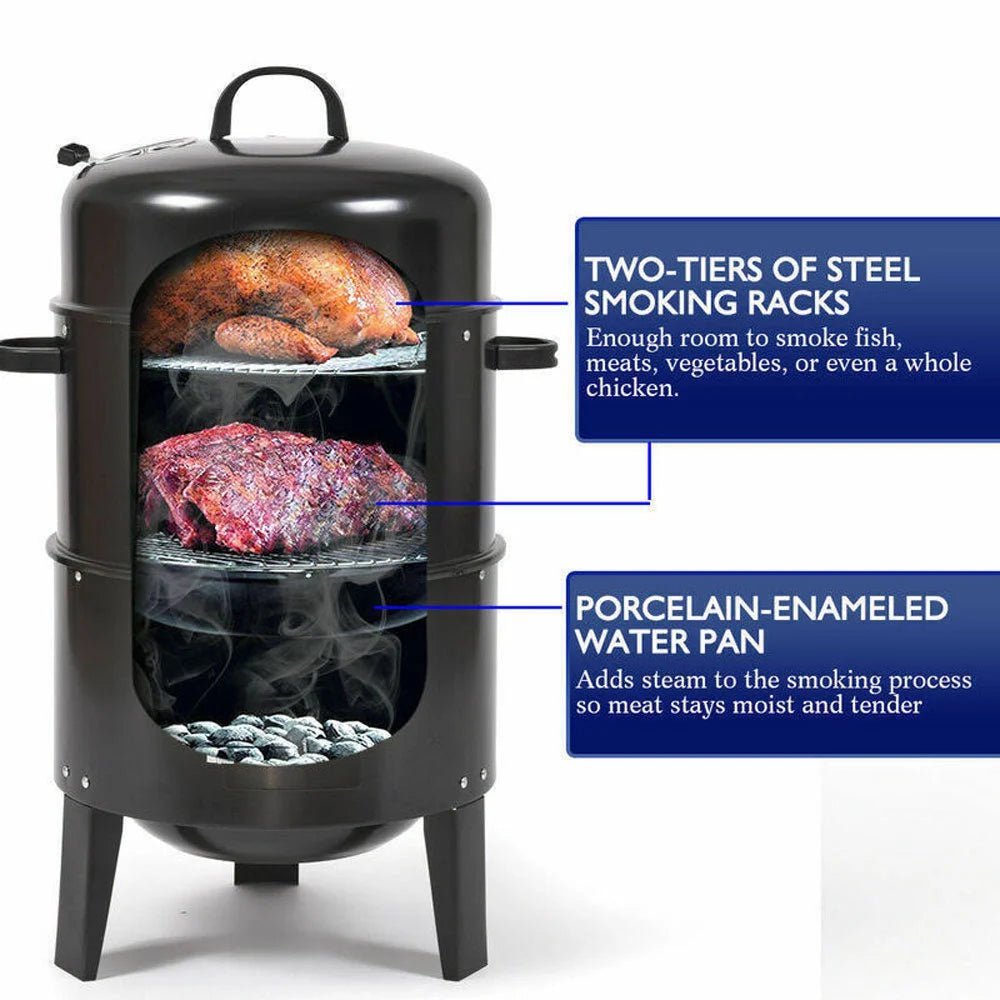 NEW 3in1 Portable Charcoal Vertical Smoker BBQ Roaster