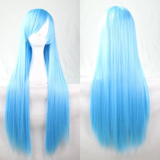 New 80cm Straight Sleek Long Full Hair Wigs w Side Bangs