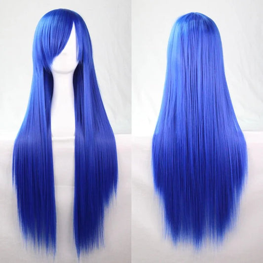 New 80cm Straight Sleek Long Full Hair Wigs w Side Bangs