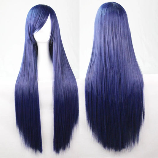 New 80cm Straight Sleek Long Full Hair Wigs w Side Bangs