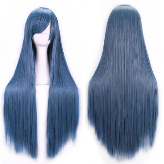 New 80cm Straight Sleek Long Full Hair Wigs w Side Bangs