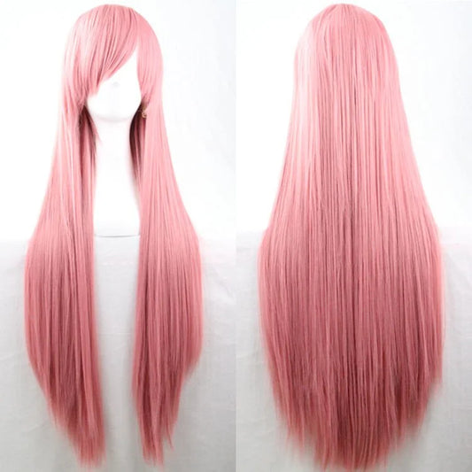 New 80cm Straight Sleek Long Full Hair Wigs w Side Bangs