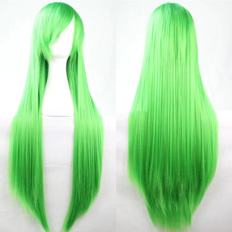New 80cm Straight Sleek Long Full Hair Wigs w Side Bangs