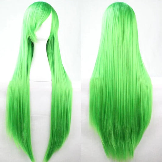 New 80cm Straight Sleek Long Full Hair Wigs w Side Bangs