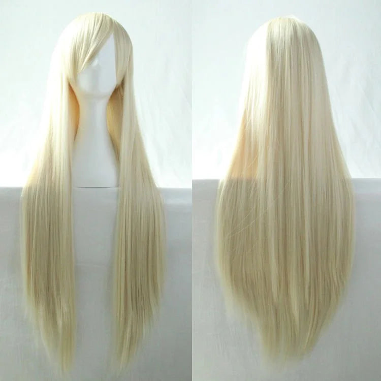New 80cm Straight Sleek Long Full Hair Wigs w Side Bangs