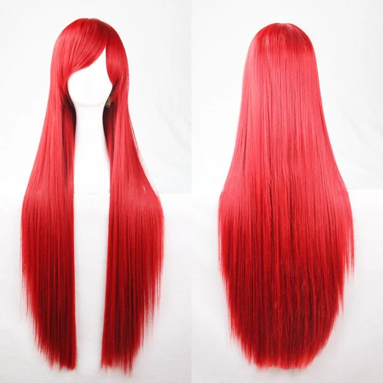 New 80cm Straight Sleek Long Full Hair Wigs w Side Bangs